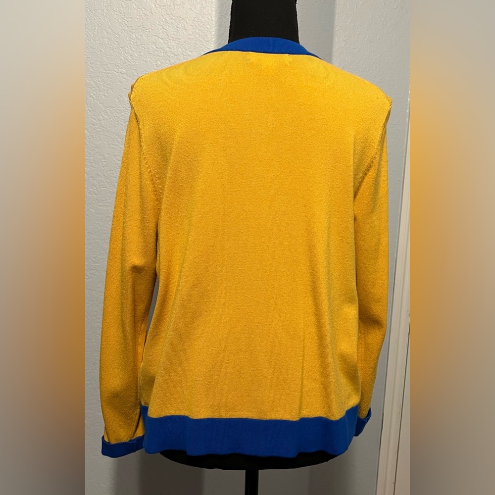 Charter Club Yellow and Blue Cardigan Sweater EUC - Picture 3 of 4